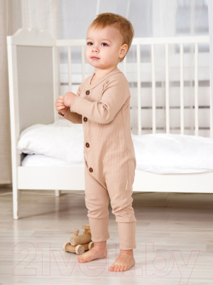 Комбинезон для малышей Amarobaby Fashion / AB-OD21-FS5/03-56 (бежевый, р. 56)