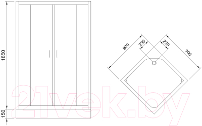 Душевой уголок Royal Bath 900x900x2000 / RB90HP-T-BL