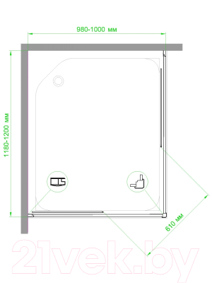 Душевой уголок Royal Bath 100x120x185 / RB1210HPD-C