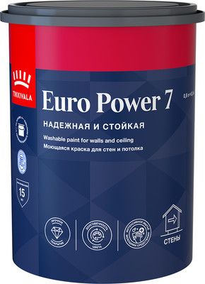 Краска Tikkivala Euro Power 7 A (900мл, матовый) - 