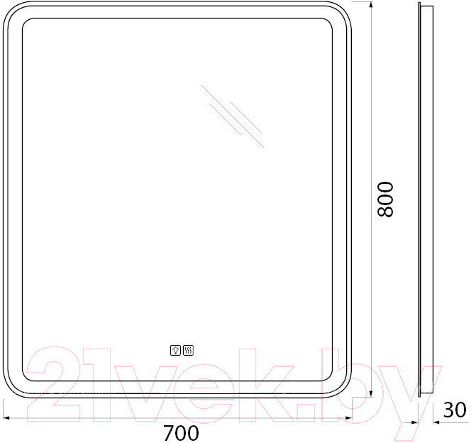 Зеркало BelBagno SPC-MAR-700-800-LED-TCH-WARM