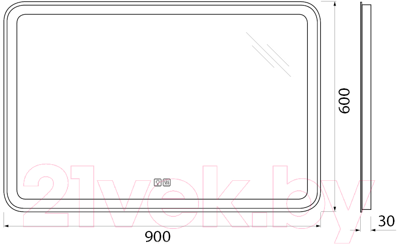 Зеркало BelBagno SPC-MAR-900-600-LED-TCH-WARM