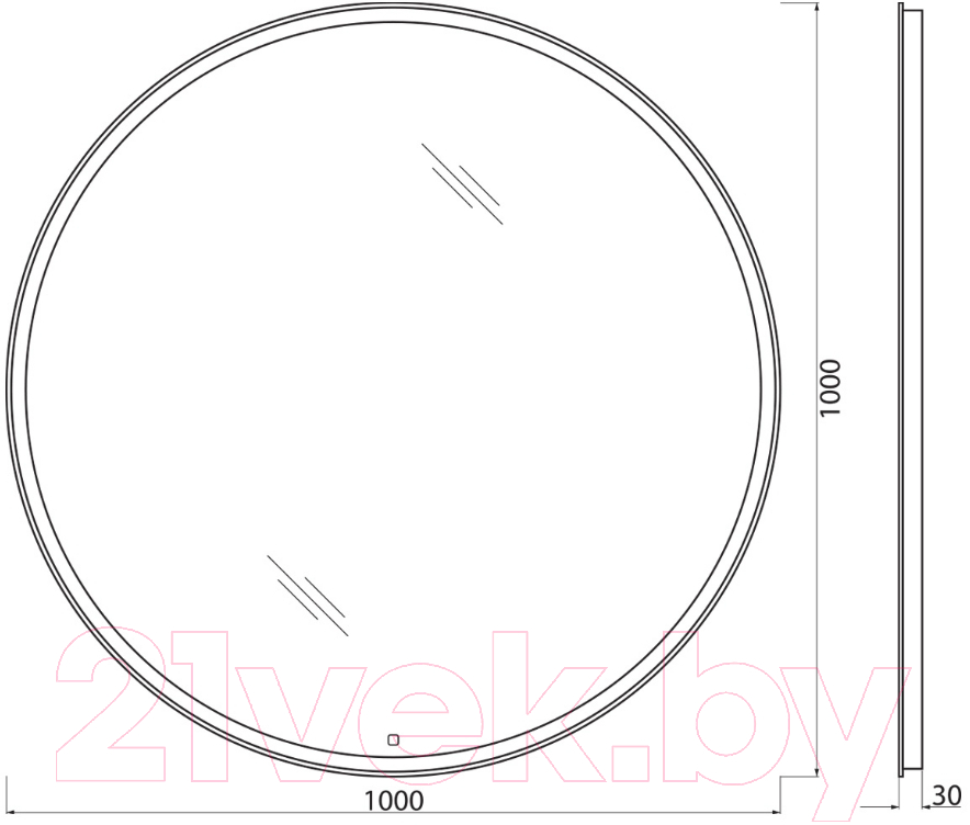 Зеркало BelBagno SPC-RNG-1000-LED-TCH-WARM