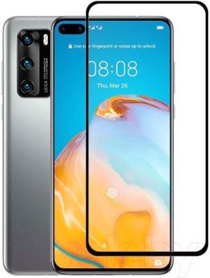 Защитное стекло для телефона Case Full Glue для Huawei P40 (глянец черный)