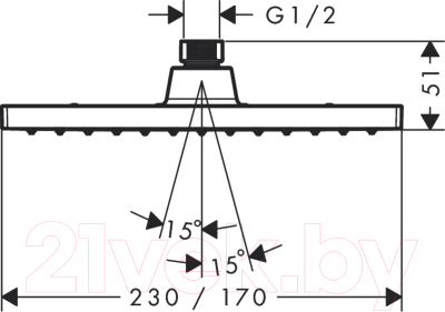 Лейка верхнего душа Hansgrohe Vernis Shape 230 26281670