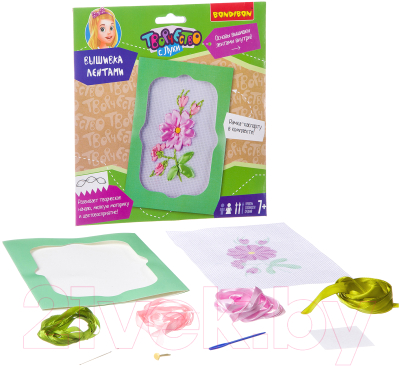 Изображение товара Набор для вышивания Bondibon Вышивка лентами. Розовые цветы / ВВ2642