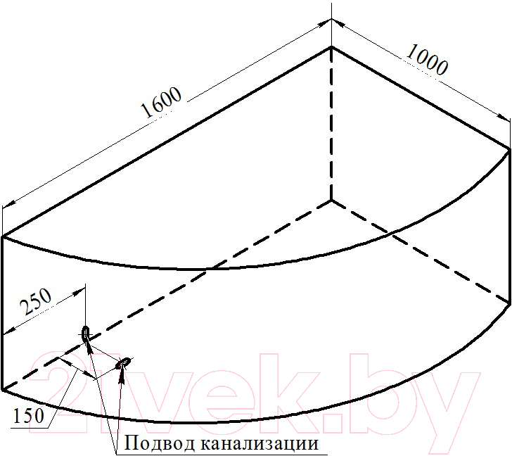 Ванна акриловая Vannesa Модерна 160x100 R / 2-78-0-2-1-214