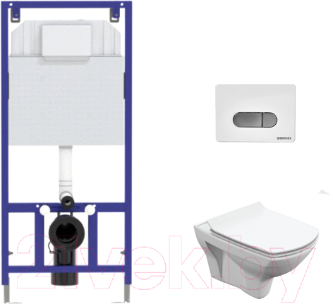 Унитаз подвесной с инсталляцией Cersanit Carina S-MZ-CARINA-XL-COn-S-DL-w + 525 040000 + D7 040037