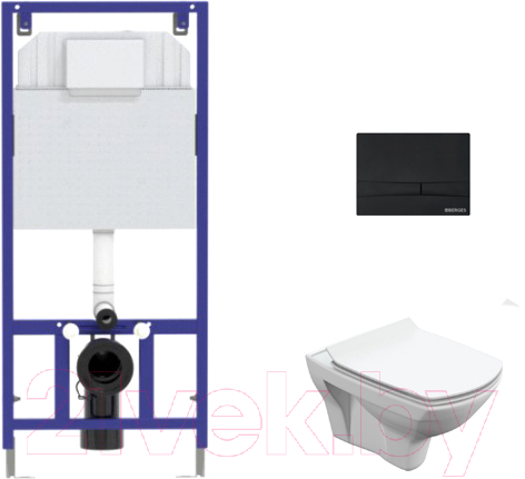 Унитаз подвесной с инсталляцией Cersanit Carina S-MZ-CARINA-XL-COn-S-DL-w + 525 040000 + F5 040055