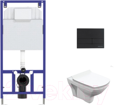 

Унитаз подвесной с инсталляцией Cersanit, Carina S-MZ-CARINA-XL-COn-S-DL-w + 525 040000 + L5 040015