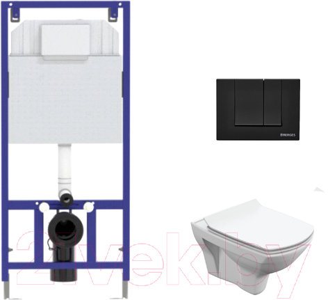 Унитаз подвесной с инсталляцией Cersanit Carina S-MZ-CARINA-XL-COn-S-DL-w + 525 040000 + S5 040045