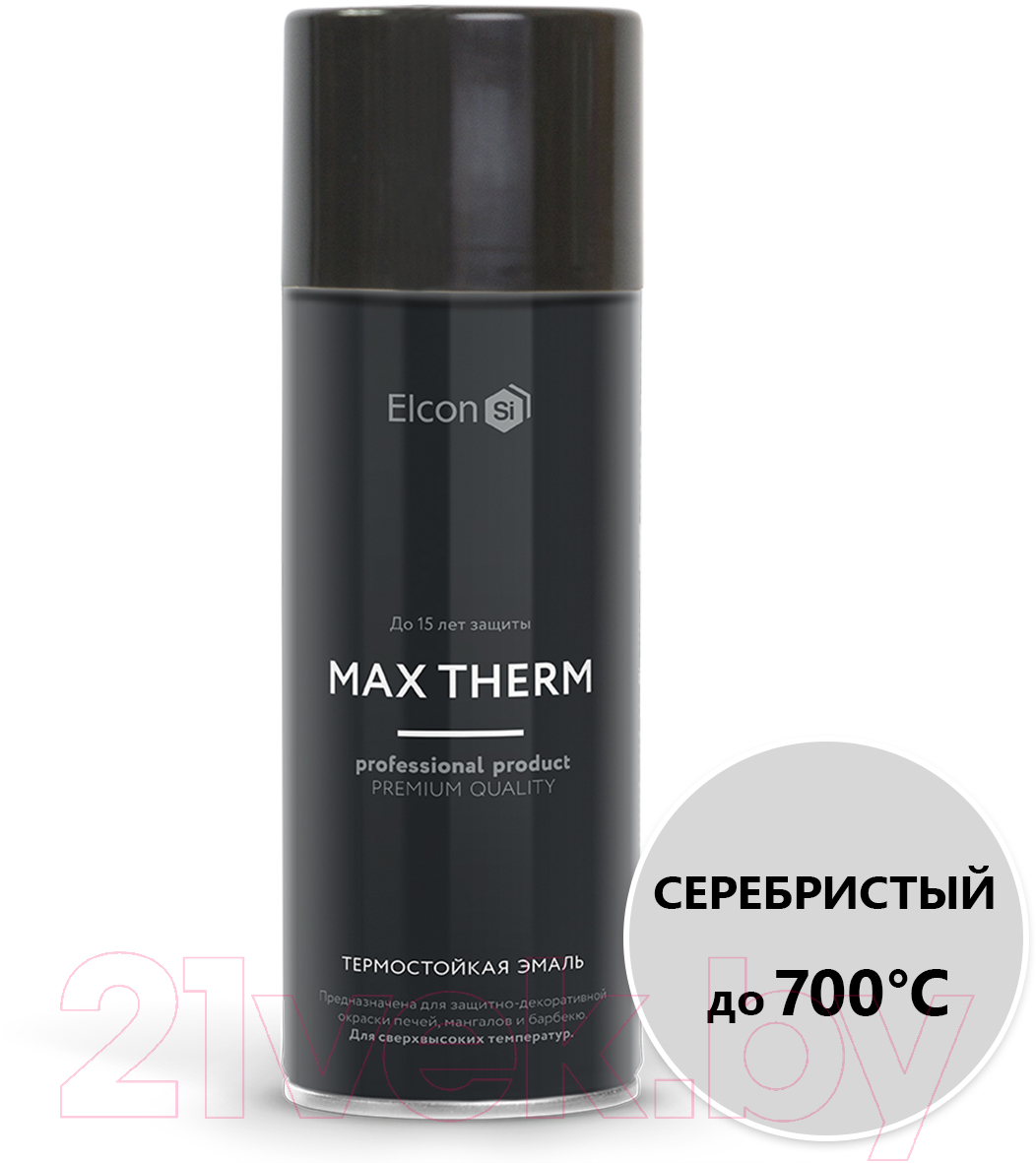 Эмаль Elcon Термостойкая до 700C (520мл, серебристый) — фото 2