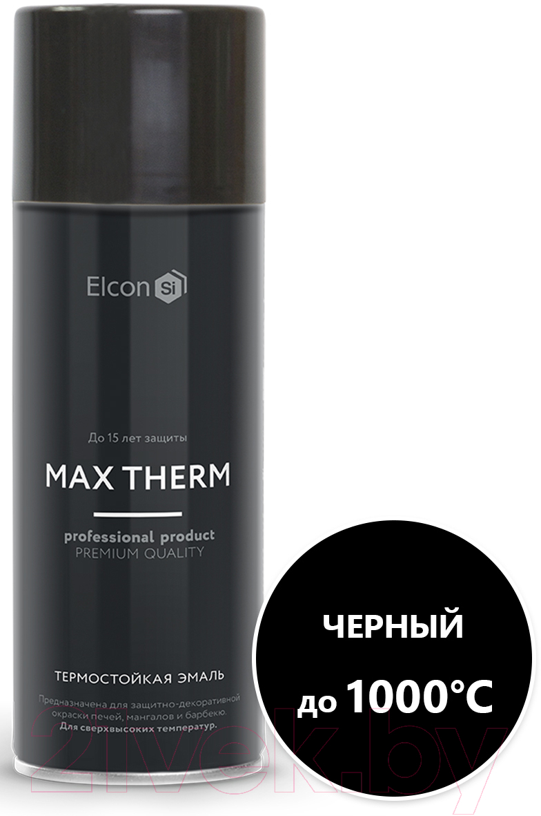 Эмаль Elcon Термостойкая до 1000C (520мл, черный) — фото 2