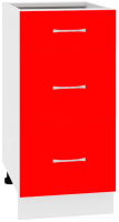 Шкаф-стол кухонный Кортекс-мебель Корнелия Мара НШ40р3ш без столешницы (красный) - 