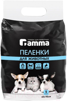 Одноразовая пеленка для животных Gamma 60x90 / 30552006 (5шт)