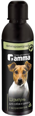 Шампунь для животных Gamma Для собак и щенков антипаразитарный с экстрактом трав / 10592004 (250мл)