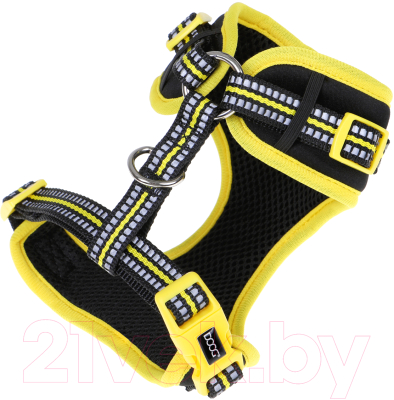 Шлея-жилетка для животных DOOG Neoflex Bolt / HARBOLT-L (черный с желтым кантом)