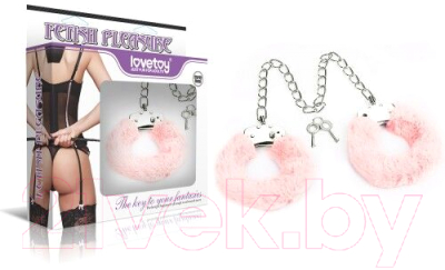 Наножники LoveToy Fetish Pleasure Fluffy Leg Cuffs / LV1502 (розовый)