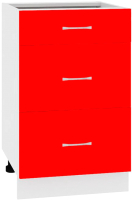 Шкаф-стол кухонный Кортекс-мебель Корнелия Мара НШ50р3ш без столешницы (красный) - 