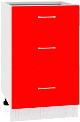 Шкаф-стол кухонный Кортекс-мебель Корнелия Мара НШ50р3ш без столешницы (красный)