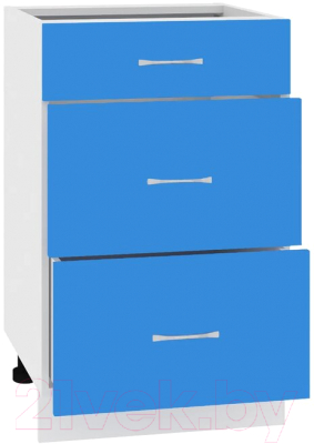 Шкаф-стол кухонный Кортекс-мебель Корнелия Мара НШ50р3ш без столешницы (синий)