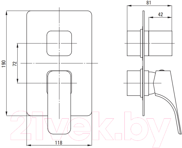 Внешняя часть смесителя скрытого монтажа Deante Box BXY AQHM