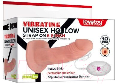 Фаллопротез LoveToy Unisex Hollow Strap on / LV3002