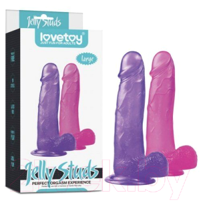 Фаллоимитатор LoveToy Jelly Studs Crystal Dildo-Large / LV3100 (розовый)