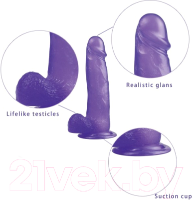 Фаллоимитатор LoveToy Jelly Studs Crystal Dildo-Large / LV3100 (пурпурный)