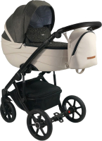 Детская универсальная коляска Bexa Ideal 2 в 1 (ID 08, черный/бежевая кожа) - 