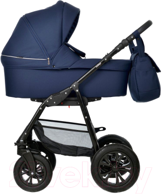 Детская универсальная коляска INDIGO Charlotte Mono 2 в 1 (Cm 06, темно-синий/серебряная кожа)