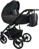 Детская универсальная коляска Bexa Air 2 в 1 (06, черная кожа/золотой) - 
