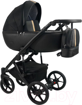 Детская универсальная коляска Bexa Air 2 в 1 (06, черная кожа/золотой)