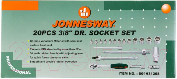 Набор головок слесарных Jonnesway S04H3120S