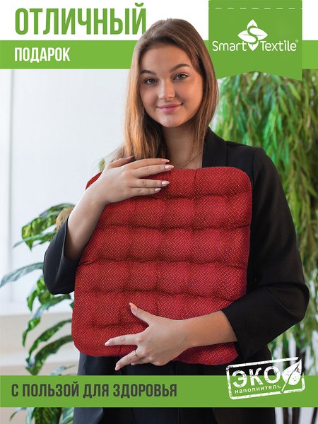 Подушка на стул Smart Textile Уют-Премиум 40x40 / ST167 (лузга гречихи, красный)