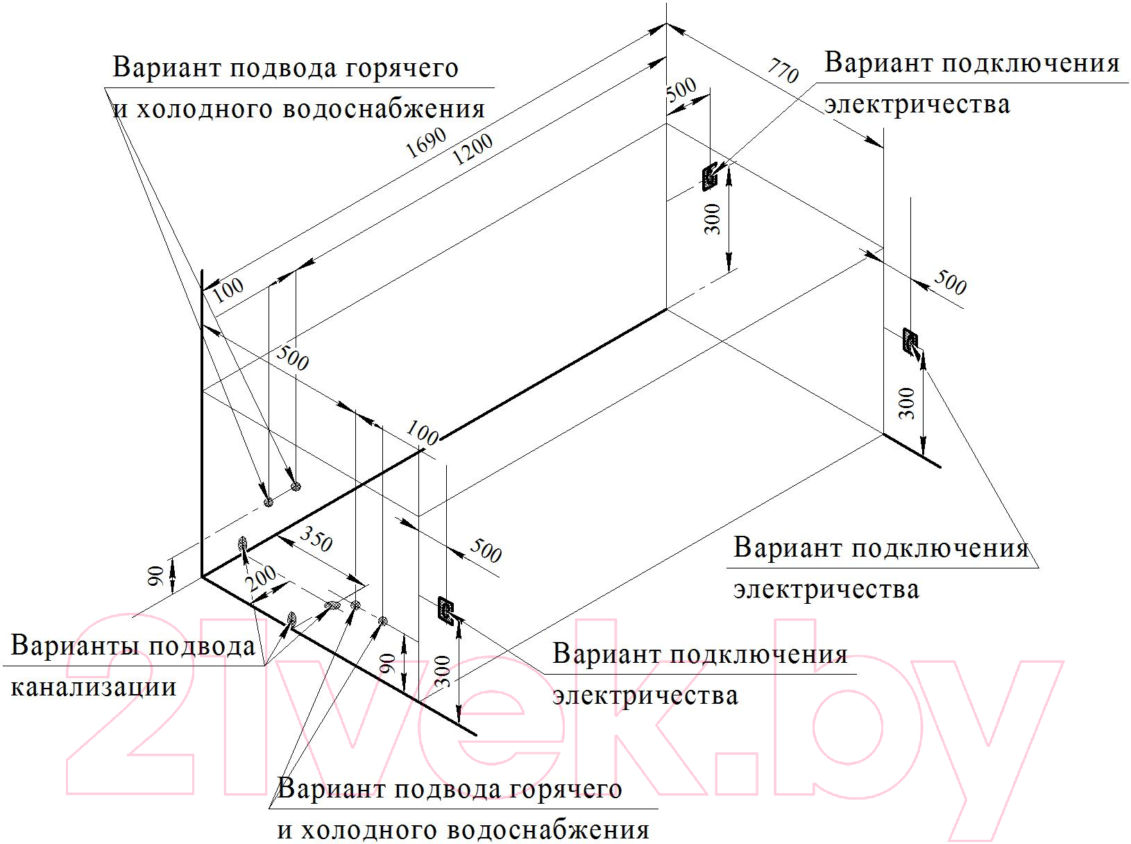 Ванна акриловая Vannesa Роза 169х77 / 2-01-0-0-1-208Р