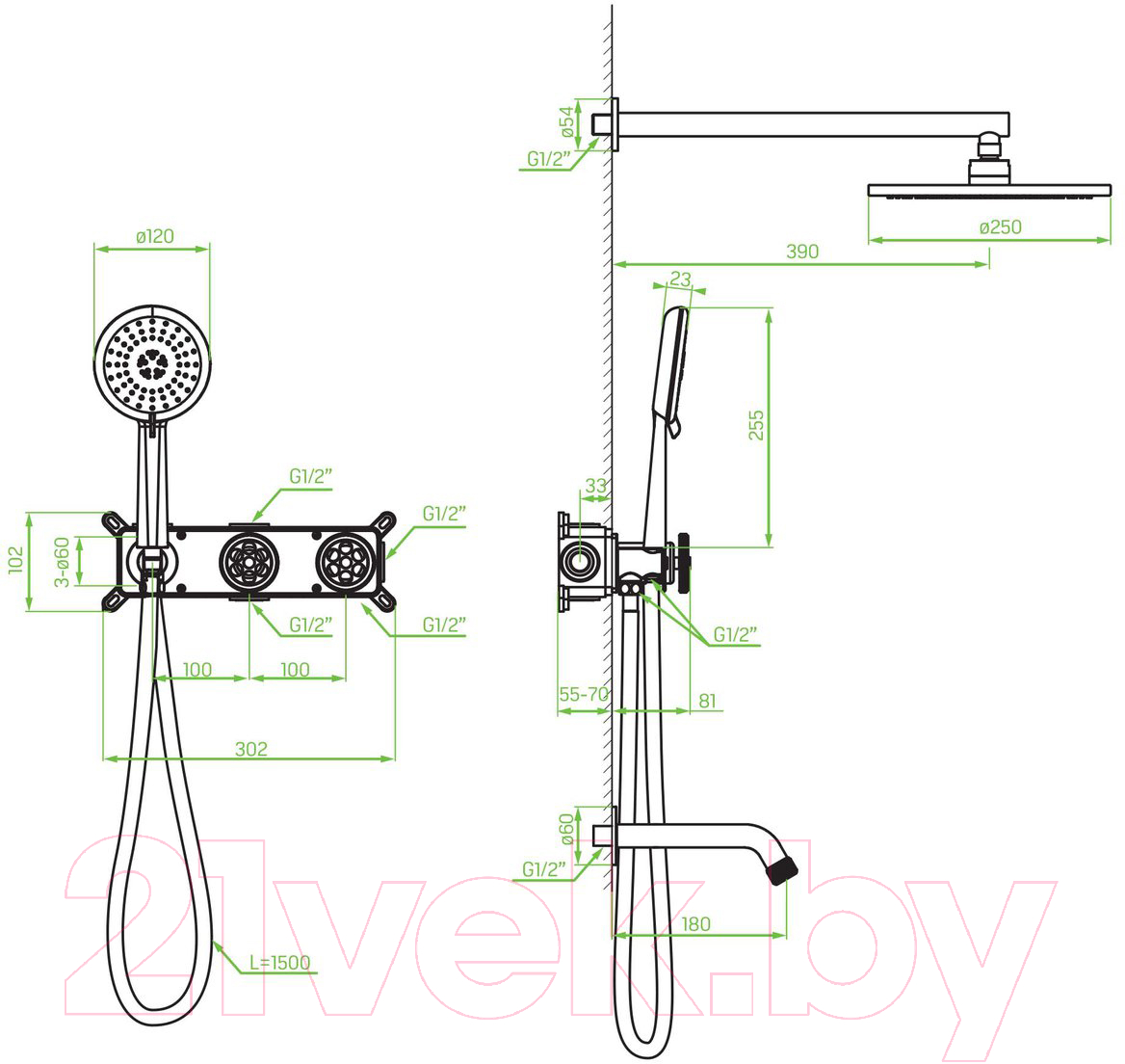 Душевая система Laveo Muro BAU711P