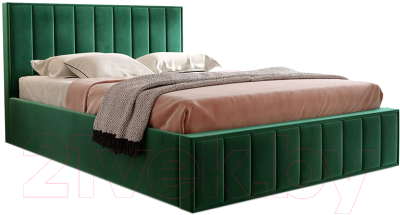 Двуспальная кровать Мебельград Вена Стандарт с ПМ 160x200 (мора зеленый)