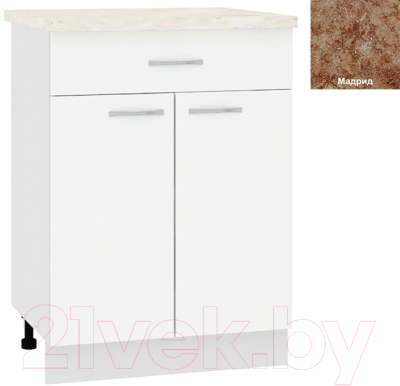 Шкаф-стол кухонный Кортекс-мебель Корнелия Мара НШ60р1ш (белый/мадрид)
