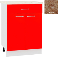 Шкаф-стол кухонный Кортекс-мебель Корнелия Мара НШ60р1ш (красный/мадрид) - 