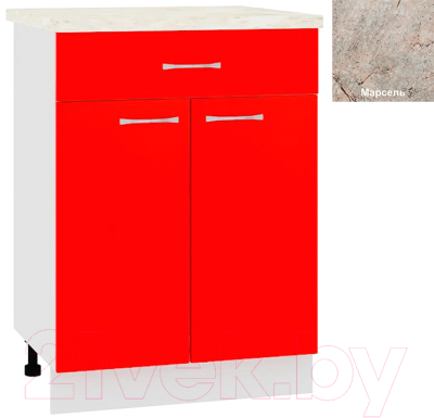 Шкаф-стол кухонный Кортекс-мебель Корнелия Мара НШ60р1ш (красный/марсель)