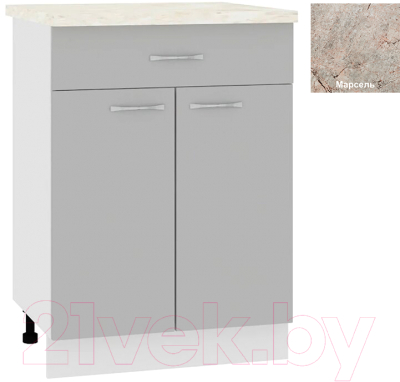 Шкаф-стол кухонный Кортекс-мебель Корнелия Мара НШ60р1ш (серый/марсель)