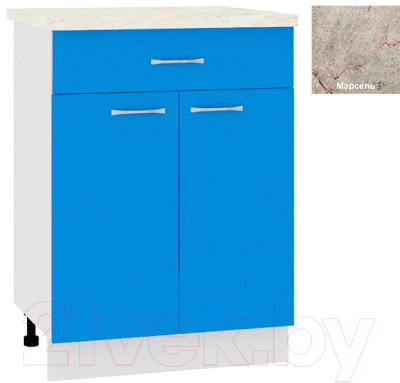 Шкаф-стол кухонный Кортекс-мебель Корнелия Мара НШ60р1ш (синий/марсель)
