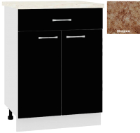 Шкаф-стол кухонный Кортекс-мебель Корнелия Мара НШ60р1ш (черный/мадрид) - 