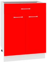 Шкаф-стол кухонный Кортекс-мебель Корнелия Мара НШ60р1ш без столешницы (красный) - 