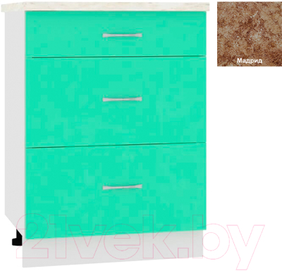 Шкаф-стол кухонный Кортекс-мебель Корнелия Мара НШ60р3ш (салатовый/мадрид)
