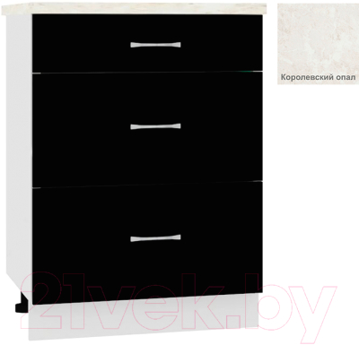 Шкаф-стол кухонный Кортекс-мебель Корнелия Мара НШ60р3ш (черный/королевский опал)