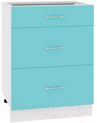 Шкаф-стол кухонный Кортекс-мебель Корнелия Мара НШ60р3ш без столешницы (голубой)
