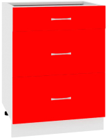 Шкаф-стол кухонный Кортекс-мебель Корнелия Мара НШ60р3ш без столешницы (красный) - 