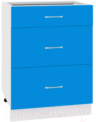 Шкаф-стол кухонный Кортекс-мебель Корнелия Мара НШ60р3ш без столешницы (синий)